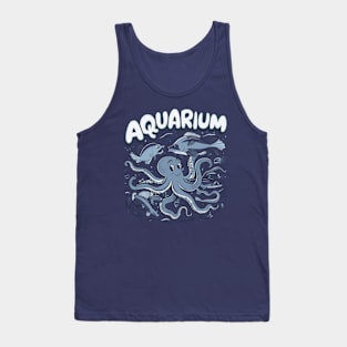 octopus and other marine creatures interacting with each othe Tank Top